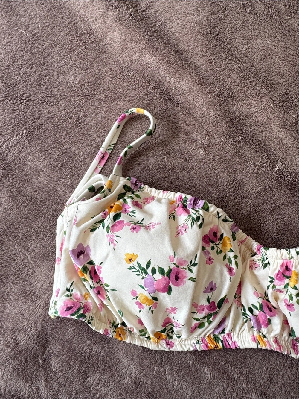 Floral Cream Underwire Bikini Top - Women's Swim